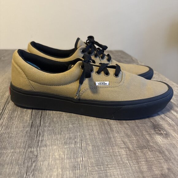 Vans Men’s Tan Canvas Low-Top Sneakers with Black Soles main image 2